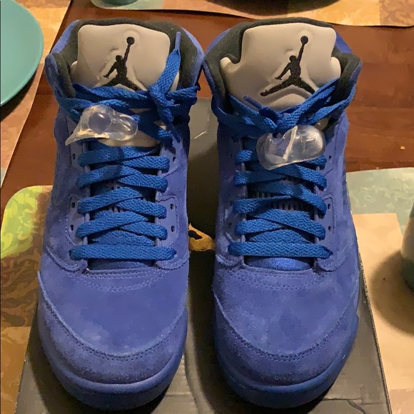 blue suede jordan 5s